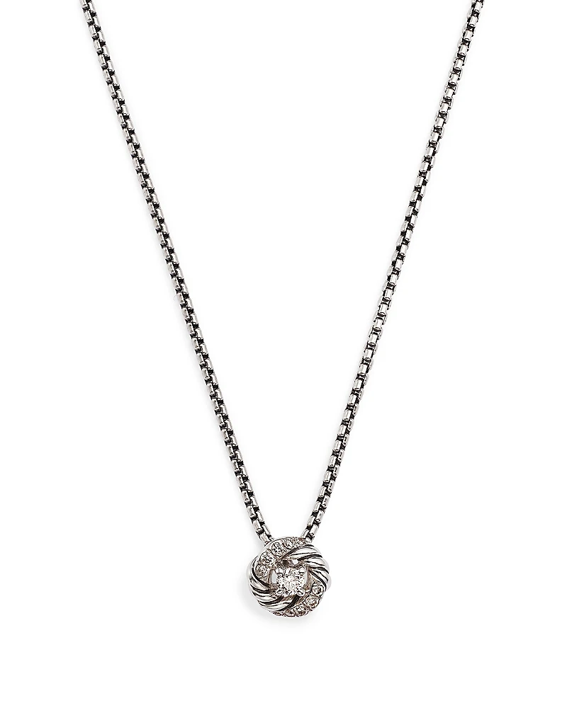 David Yurman Sterling Silver Petite Infinity Pendant Necklace with Diamonds, 17