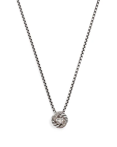 David Yurman Sterling Silver Petite Infinity Pendant Necklace with Diamonds, 17