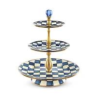 MacKenzie-Childs Royal Check Enamel Three Tier Sweet Stand