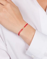 14K Yellow Gold Fortune Diamond Initial Red Cord Bolo Bracelet