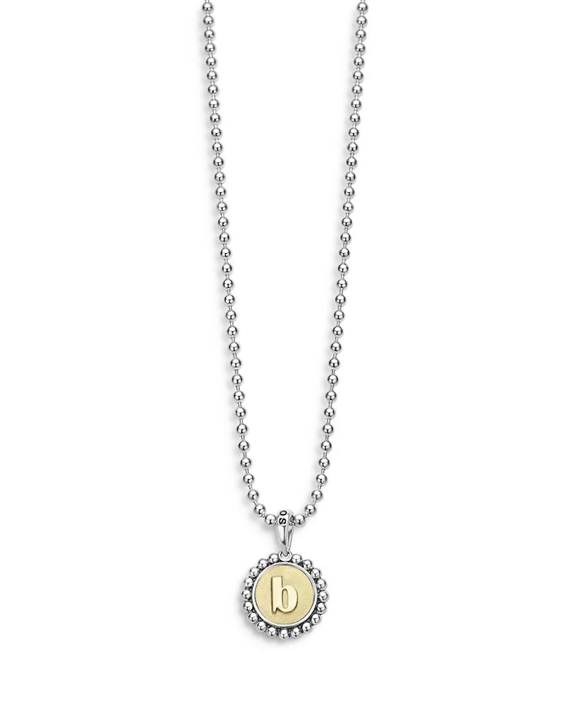 Sterling Silver and 18K Yellow Gold Signature Caviar Initial Pendant Necklace, 16"