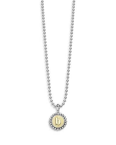 Sterling Silver and 18K Yellow Gold Signature Caviar Initial Pendant Necklace, 16"