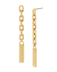Allsaints Logo Etched Chain Link Linear Drop Earrings