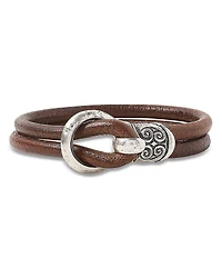 John Varvatos Collection Men's Sterling Silver & Leather Hook Wrap Bracelet