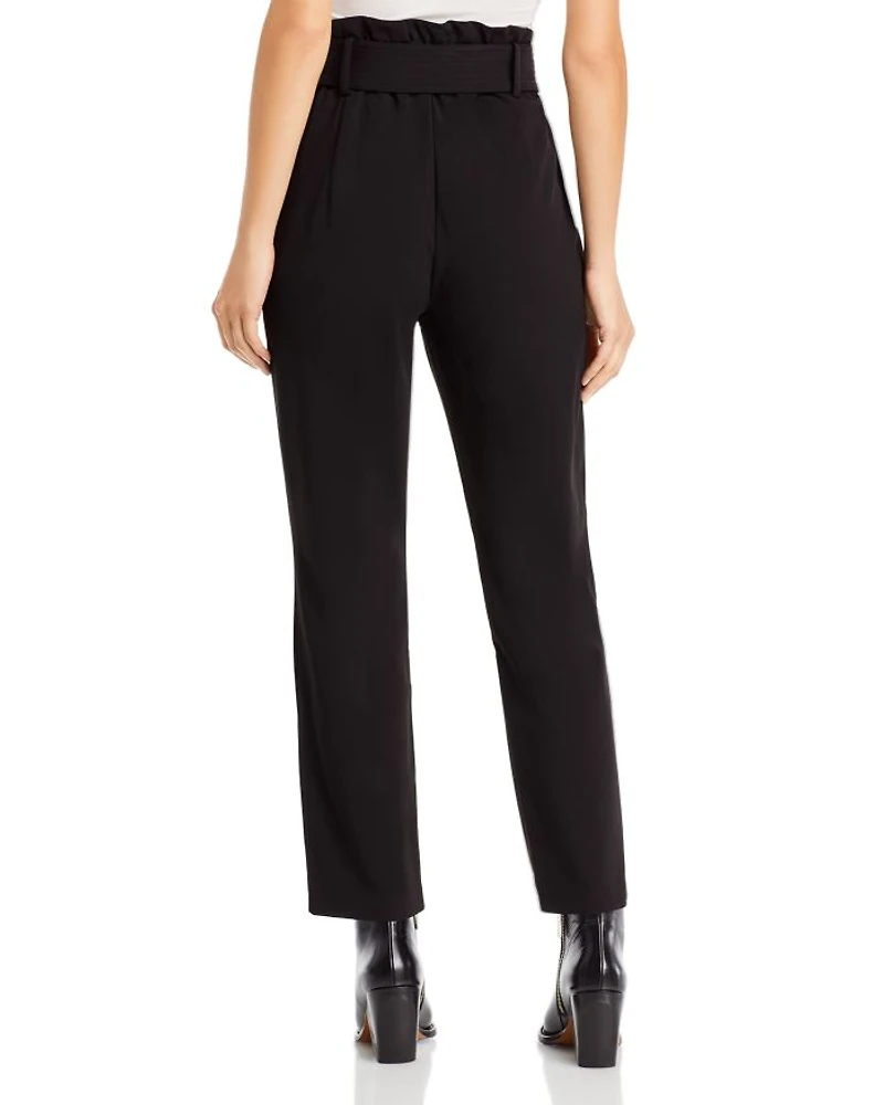 Crepe Pull On Front Pleated Self Belted Pants