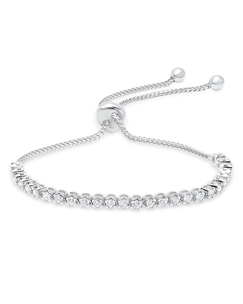 Graziela Gems 18K White Gold Diamond Bolo Bracelet