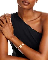 18K Yellow Gold Daisy Diamond Bangle Bracelet - Exclusive
