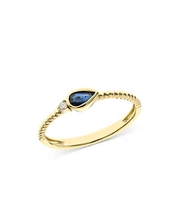 Bloomingdale's Fine Collection Blue Sapphire & Diamond Bezel Stacking Ring