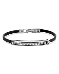David Yurman Sterling Silver Pyramid Leather Bracelet