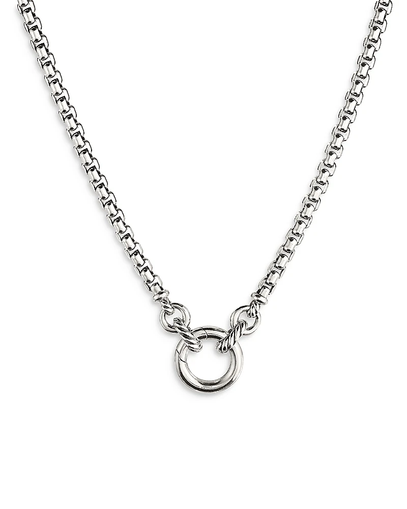 David Yurman Sterling Silver Amulet Holder Box Chain Necklace, 18