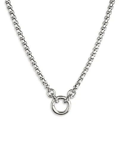 David Yurman Sterling Silver Amulet Holder Box Chain Necklace, 18