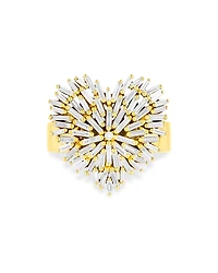 Suzanne Kalan 18K Yellow Gold Diamond Baguette Heart Cluster Ring