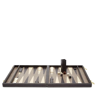 Pigeon & Poodle Grantham Gray/Charcoal Leather Backgammon Game Set