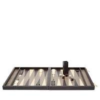 Pigeon & Poodle Grantham Gray/Charcoal Leather Backgammon Game Set