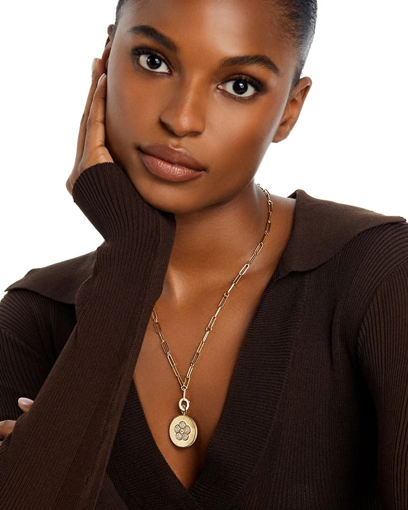 18K Yellow Gold Daisy Diamond Pendant Necklace, 19" - Exclusive