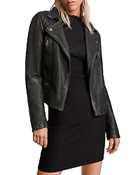 Cargo Quilted Leather Biker Jacket