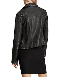 Cargo Quilted Leather Biker Jacket