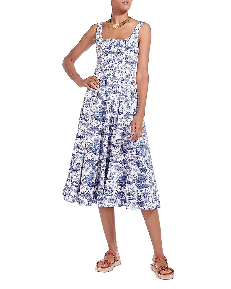 Staud Wells Fit-and-Flare Midi Dress