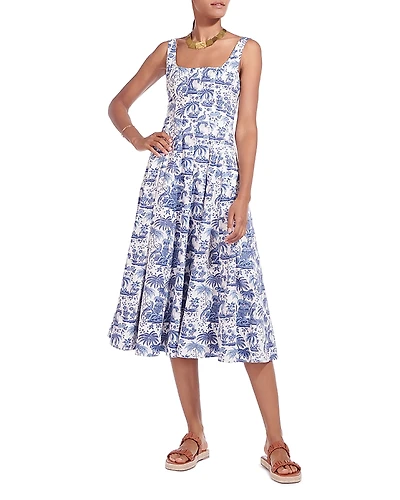 Staud Wells Fit-and-Flare Midi Dress