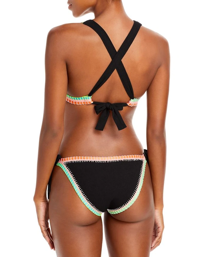 Crochet Trim Side Tie Bikini Bottom