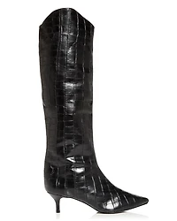 Women's Abbey Croc Embossed Kitten Heel Boots
