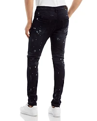 Paint Splatter Ripped Knee Black Skinny Jeans