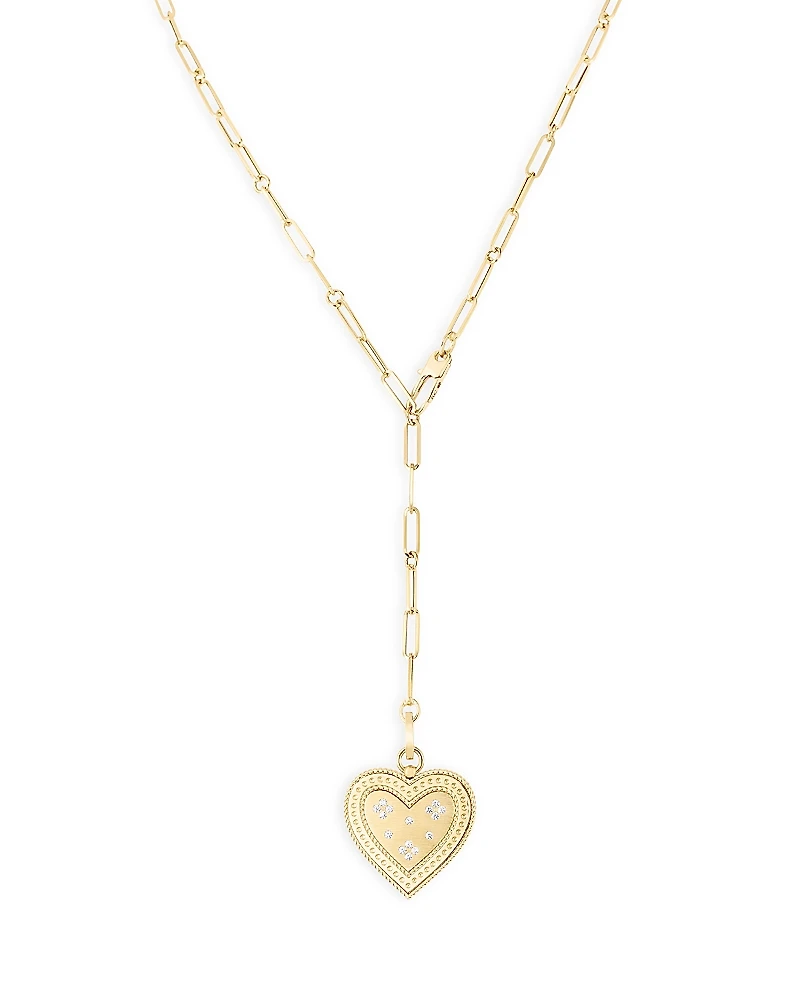 Roberto Coin 18K Yellow Gold Venetian Princess Diamond Heart Lariat Necklace