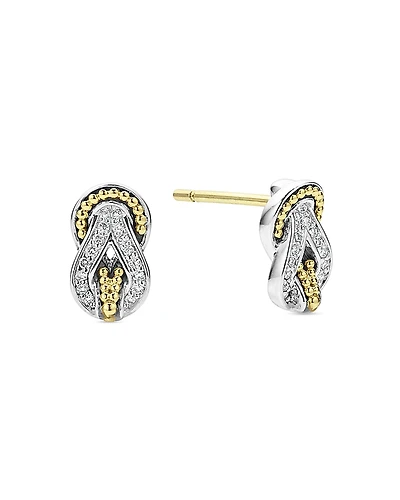 Lagos 18K Yellow Gold & Sterling Silver Newport Diamond Knot Stud Earrings