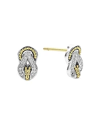 Lagos 18K Yellow Gold & Sterling Silver Newport Diamond Knot Stud Earrings