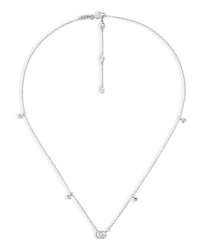 18K White Gold GG Running Chain Diamond Necklace, 14.5"