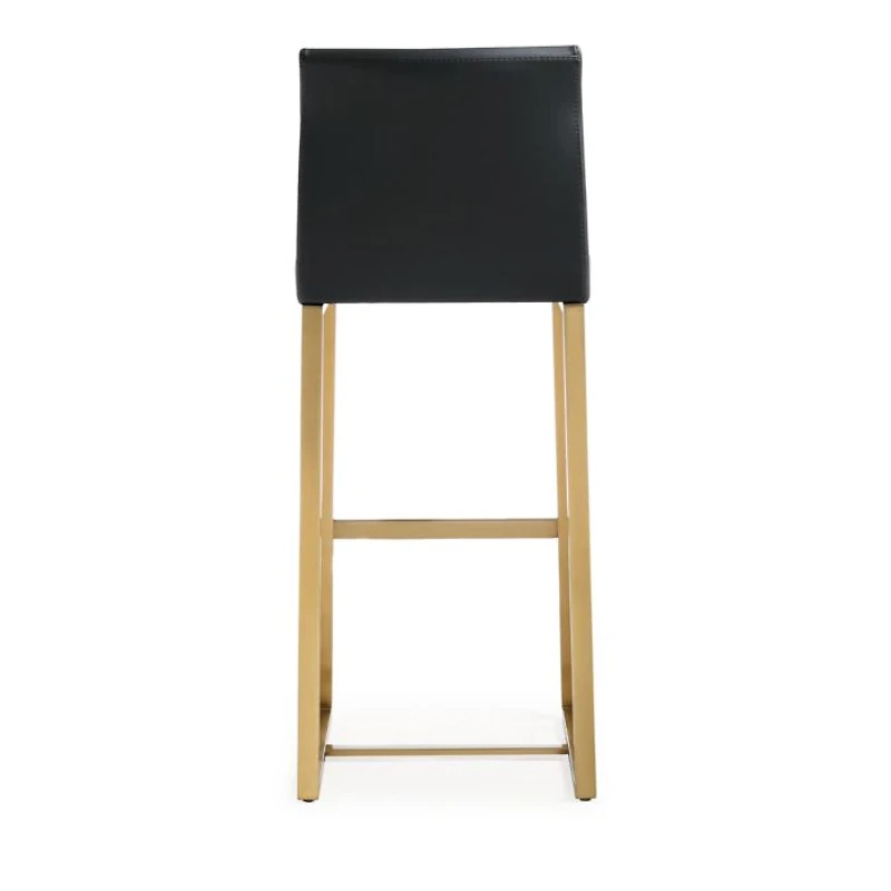 Denmark Performance Faux Leather and Gold Steel Barstool, Set of 2