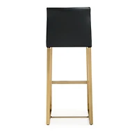 Denmark Performance Faux Leather and Gold Steel Barstool, Set of 2