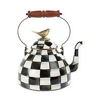 Courtly Check Enamel 3 Qt. Tea Kettle with Bird