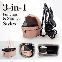 New Cleo Travel System Pet Stroller, 3-in-1 Dog Stroller, Pet Carrier, Dog Stroller