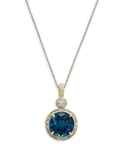 Bloomingdale's Fine Collection London Blue Topaz & Diamond Accent Pendant Necklace