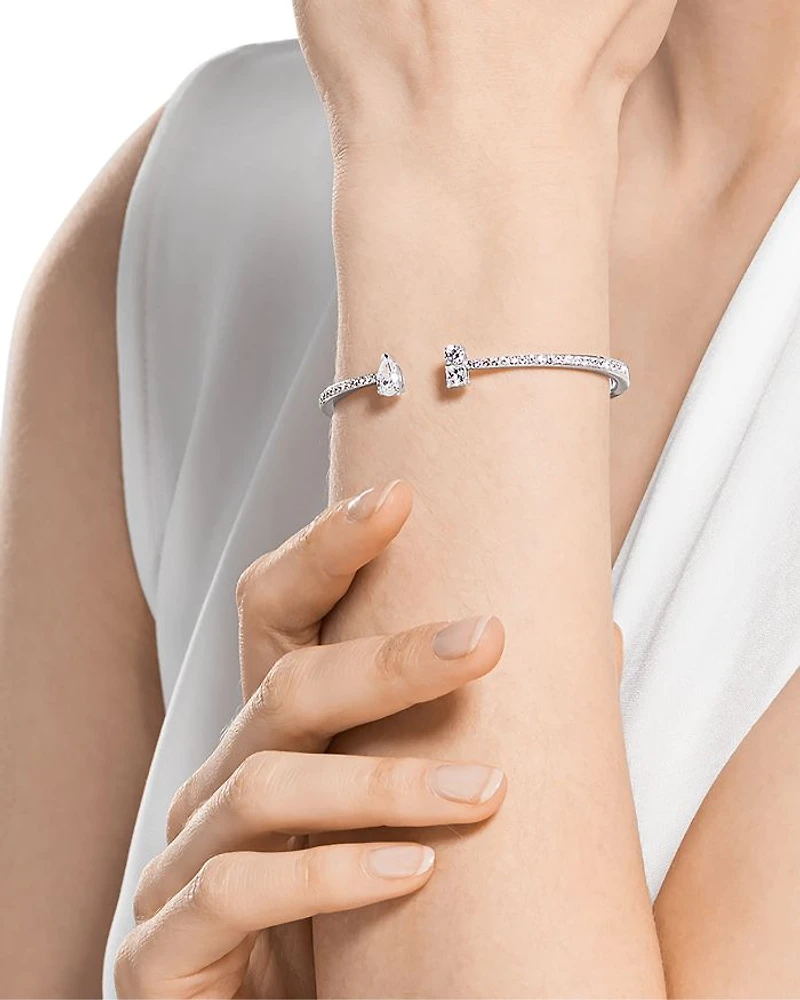 Mesmera Mixed Crystal Cuff Bracelet in Silver Tone