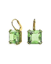 Millenia Green Square Crystal Drop Earrings in Gold Tone