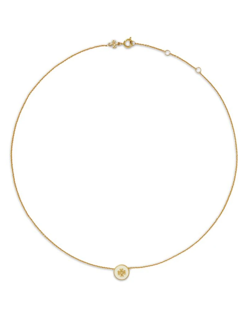 Kira Logo Colored Disc Pendant Necklace, 15.94"-17.61"