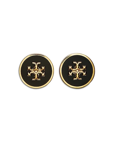 Tory Burch Kira Logo Colored Disc Stud Earrings