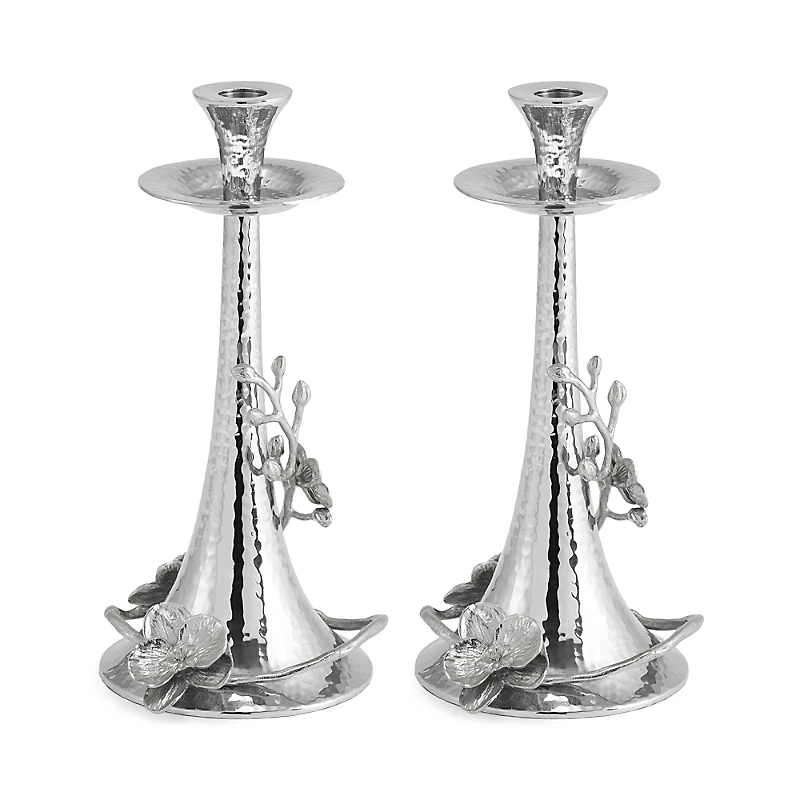 Michael Aram White Orchid Taper Candleholder, Set of 2