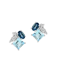 Bloomingdale's Fine Collection Multicolor Blue Topaz & Diamond Cluster Stud Earrings