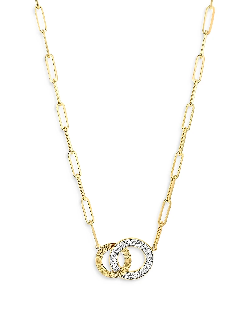 Bloomingdale's Fine Collection Diamond Double Circle Pendant Necklace