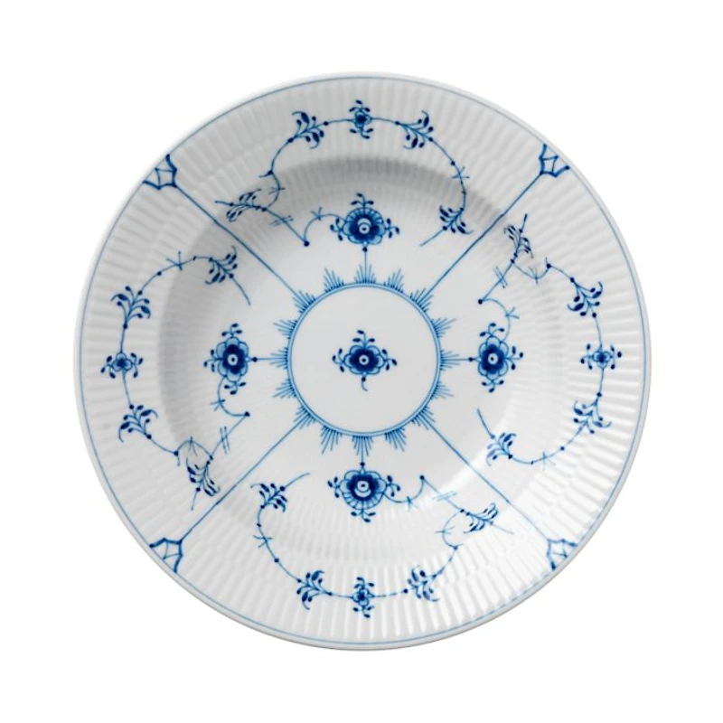 Blue Fluted Plain Rim Soup Plate