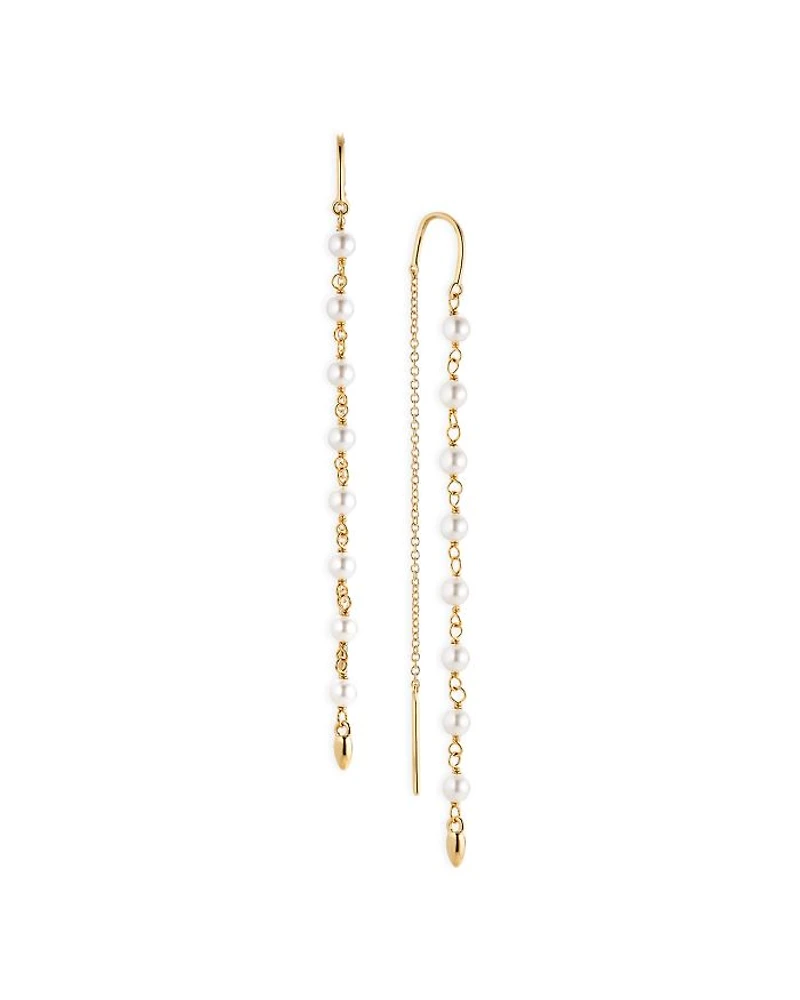 La Vie Nacre Pearl Threader Earrings in 18K Gold Plated