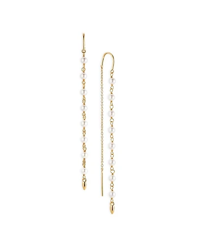 La Vie Nacre Pearl Threader Earrings in 18K Gold Plated