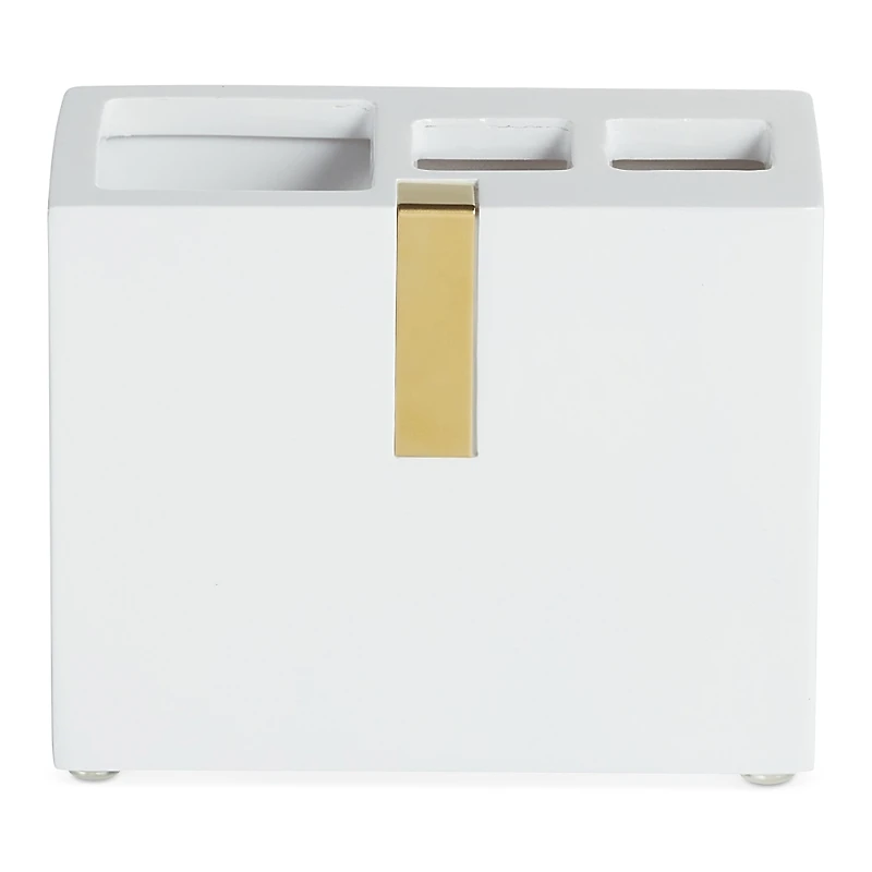 Roselli Houston Street White/Brass Toothbrush Holder