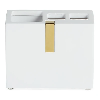 Roselli Houston Street White/Brass Toothbrush Holder