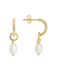 Sterling Forever Sterling Silver Cultured Freshwater Pearl Hoop Earrings