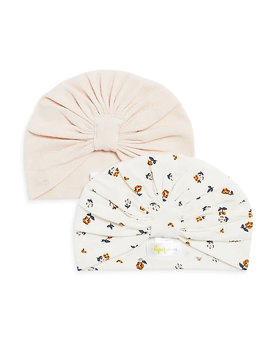 Bloomie's Baby Girls' Solid & Floral Knit Hats, 2 Pack - Baby