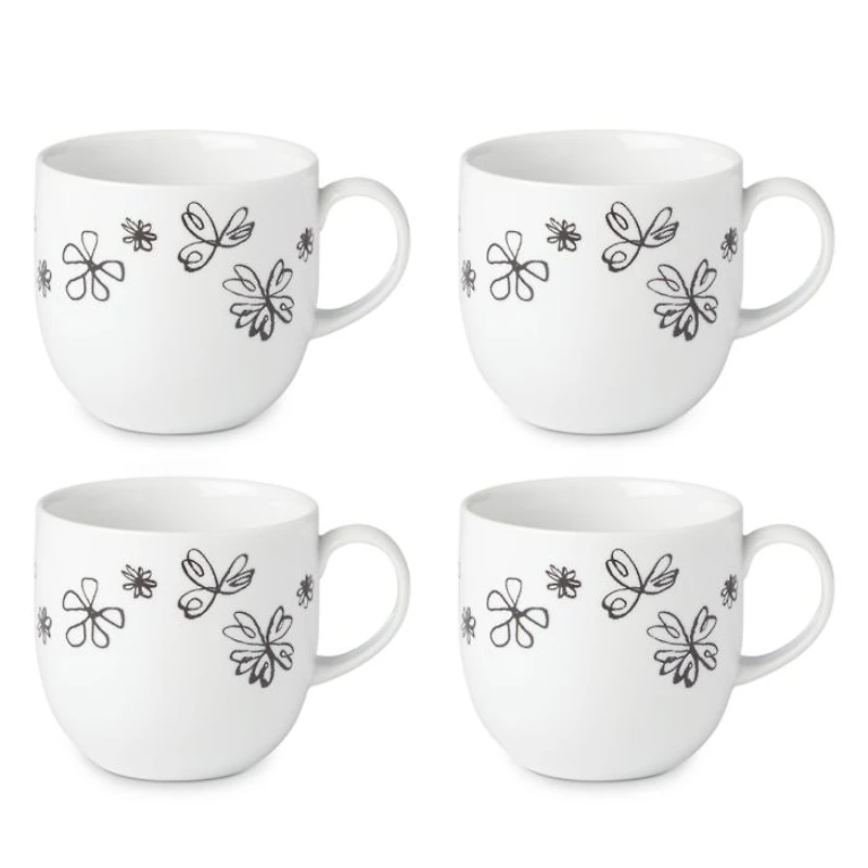 Garden Doodle Mugs, Set of 4